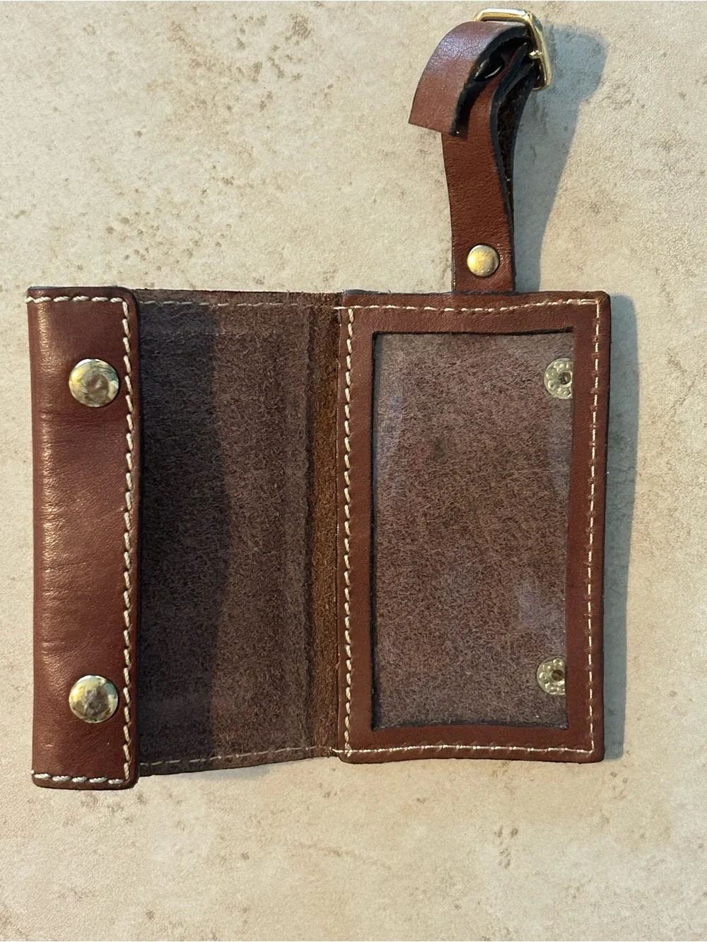 Hartmann Brown Leather Luggage bag Tag snap